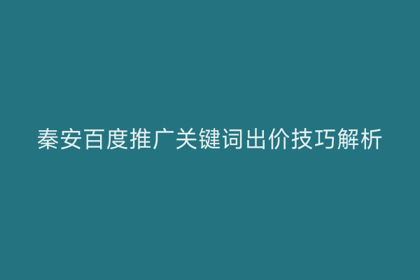 秦安百度推广关键词出价技巧解析
