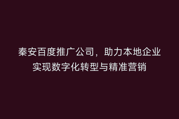 秦安百度推广公司,助力本地企业实现数字化转型与精准营销