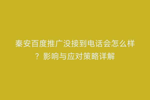 秦安百度推广没接到电话会怎么样?影响与应对策略详解