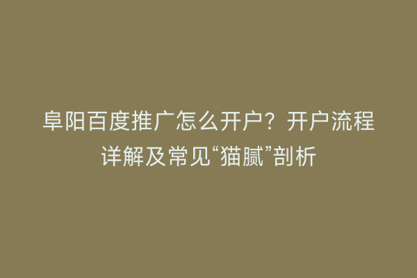 阜阳百度推广怎么开户?开户流程详解及常见“猫腻”剖析
