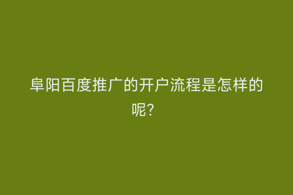 阜阳百度推广的开户流程是怎样的呢?