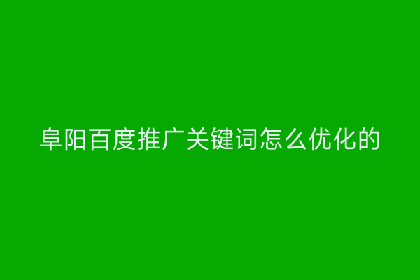 阜阳百度推广关键词怎么优化的