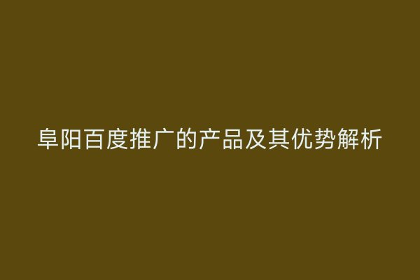 阜阳百度推广的产品及其优势解析