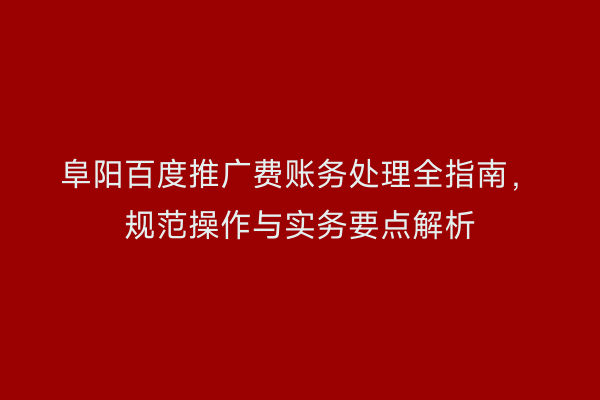 阜阳百度推广费账务处理全指南，规范操作与实务要点解析