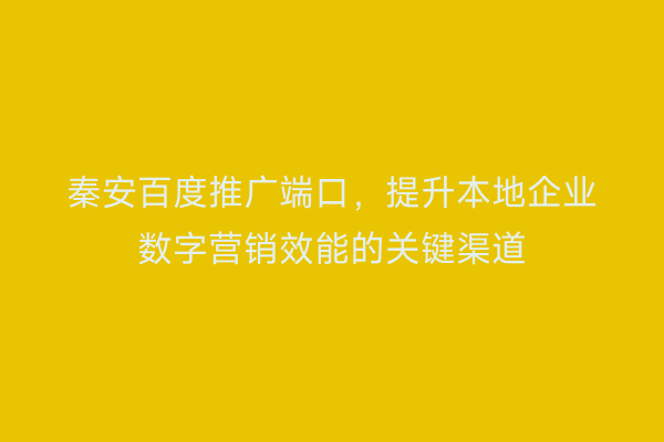 秦安百度推广端口,提升本地企业数字营销效能的关键渠道