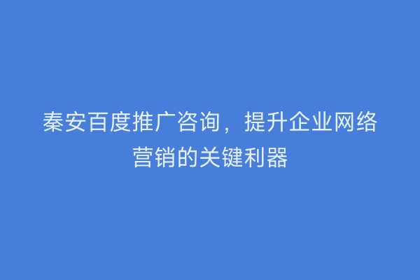 秦安百度推广咨询,提升企业网络营销的关键利器