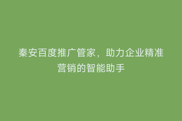 秦安百度推广管家,助力企业精准营销的智能助手