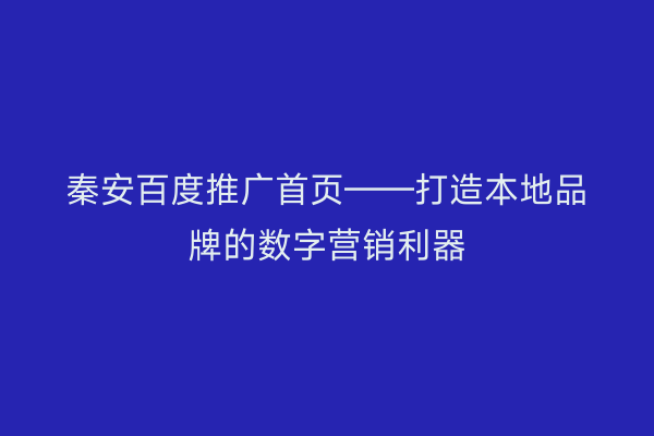 秦安百度推广首页——打造本地品牌的数字营销利器