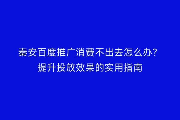 秦安百度推广消费不出去怎么办?提升投放效果的实用指南