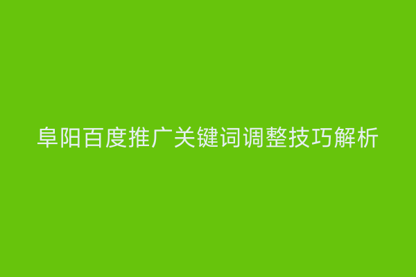 阜阳百度推广关键词调整技巧解析
