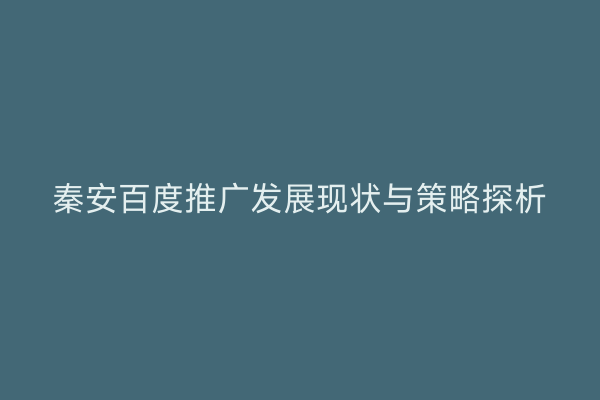 秦安百度推广发展现状与策略探析