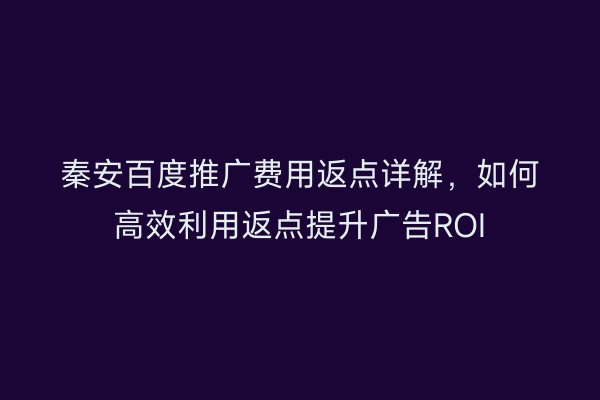 秦安百度推广费用返点详解,如何高效利用返点提升广告ROI