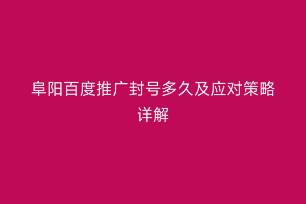 阜阳百度推广封号多久及应对策略详解