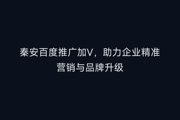 秦安百度推广加V,助力企业精准营销与品牌升级