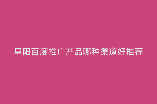 阜阳百度推广产品哪种渠道好推荐