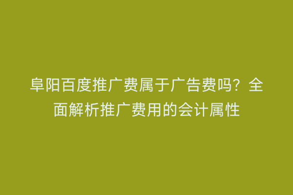 阜阳百度推广费属于广告费吗?全面解析推广费用的会计属性