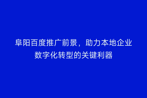 阜阳百度推广前景,助力本地企业数字化转型的关键利器