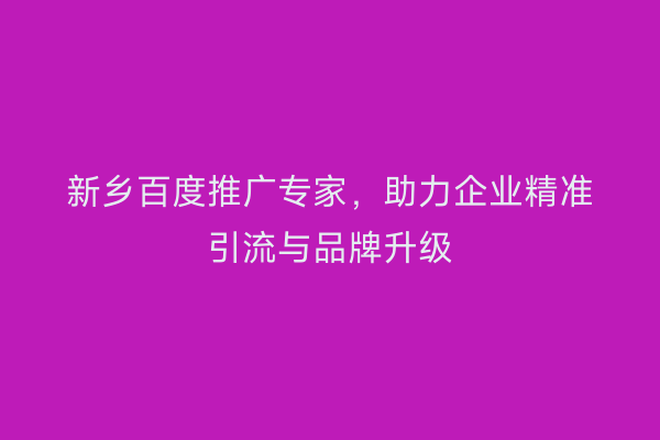 新乡百度推广专家,助力企业精准引流与品牌升级