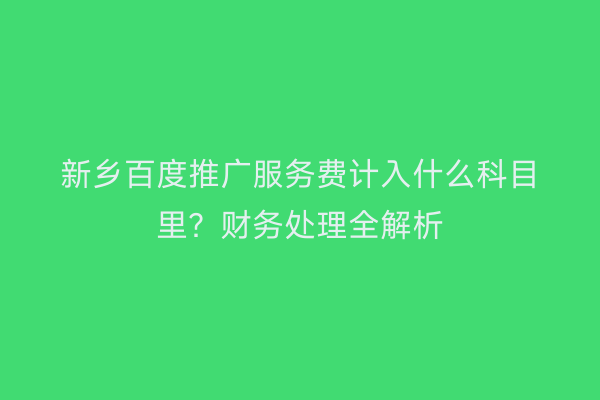 新乡百度推广服务费计入什么科目里？财务处理全解析