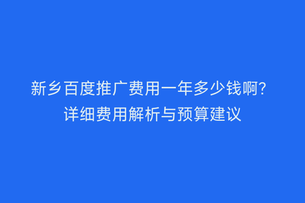 新乡百度推广费用一年多少钱啊?详细费用解析与预算建议