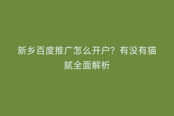新乡百度推广怎么开户？有没有猫腻全面解析