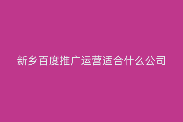 新乡百度推广运营适合什么公司