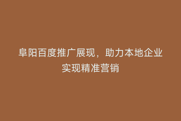 阜阳百度推广展现，助力本地企业实现精准营销