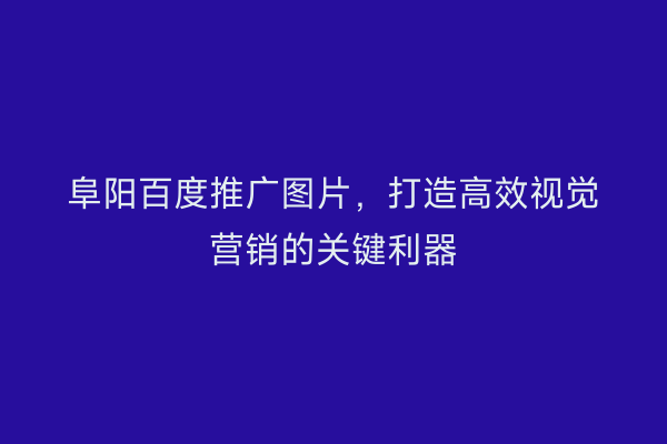 阜阳百度推广图片,打造高效视觉营销的关键利器