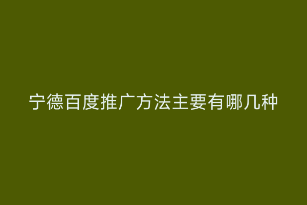 宁德百度推广方法主要有哪几种
