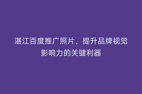 湛江百度推广照片,提升品牌视觉影响力的关键利器