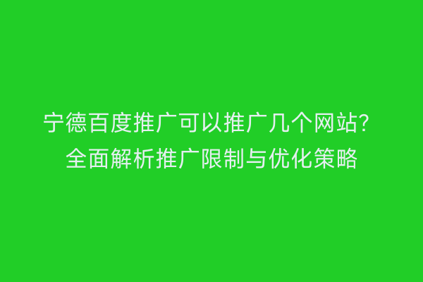 宁德百度推广可以推广几个网站？全面解析推广限制与优化策略