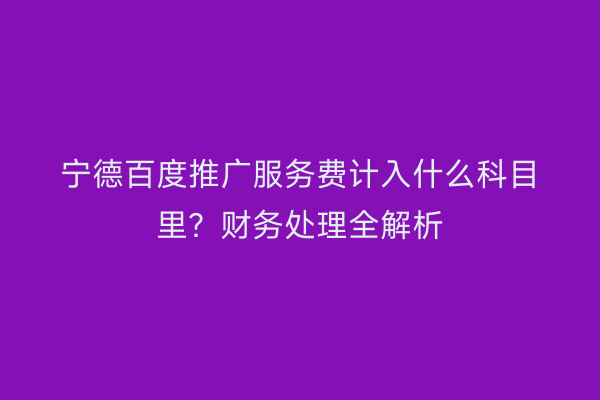 宁德百度推广服务费计入什么科目里?财务处理全解析