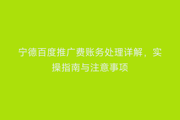 宁德百度推广费账务处理详解,实操指南与注意事项