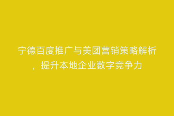 宁德百度推广与美团营销策略解析,提升本地企业数字竞争力