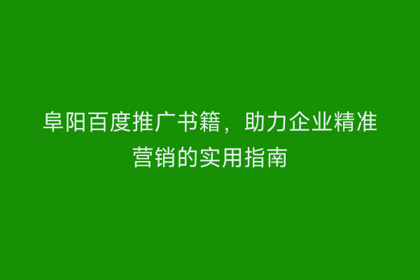 阜阳百度推广书籍,助力企业精准营销的实用指南