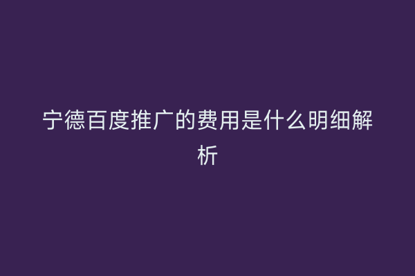宁德百度推广的费用是什么明细解析