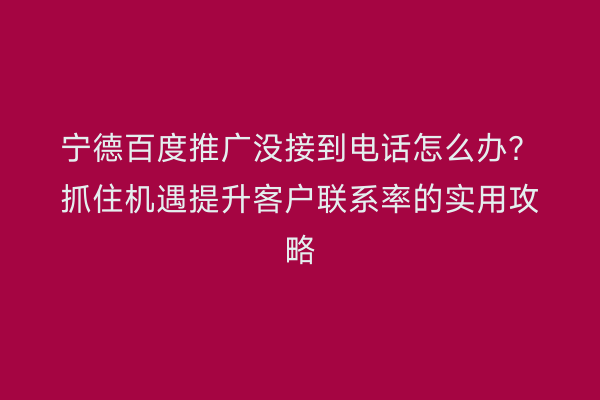 宁德百度推广没接到电话怎么办?抓住机遇提升客户联系率的实用攻略