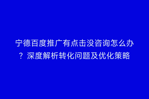 宁德百度推广有点击没咨询怎么办?深度解析转化问题及优化策略