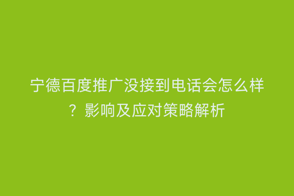 宁德百度推广没接到电话会怎么样?影响及应对策略解析