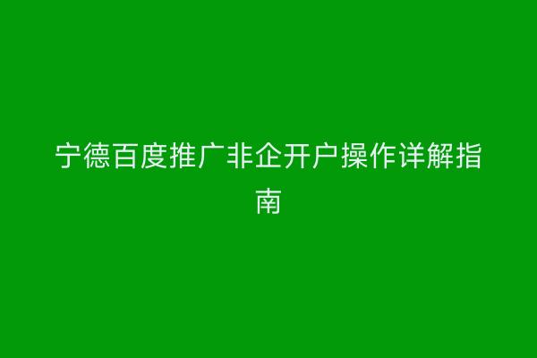 宁德百度推广非企开户操作详解指南