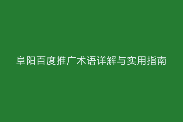 阜阳百度推广术语详解与实用指南