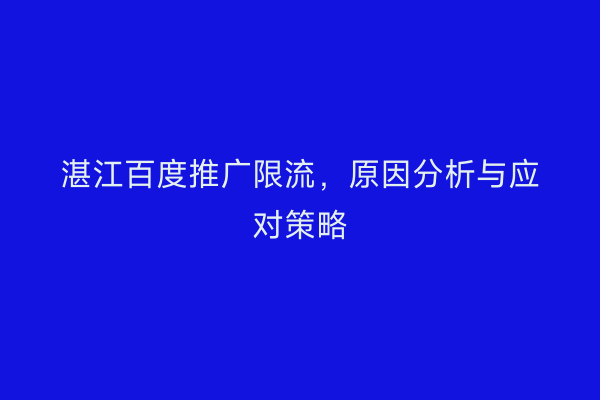 湛江百度推广限流,原因分析与应对策略