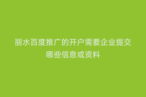 丽水百度推广的开户需要企业提交哪些信息或资料