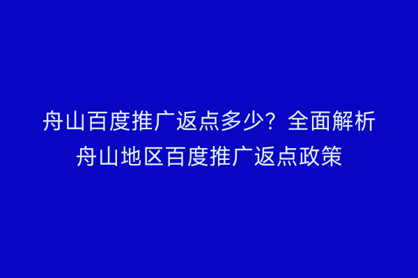 舟山百度推广返点多少?全面解析舟山地区百度推广返点政策