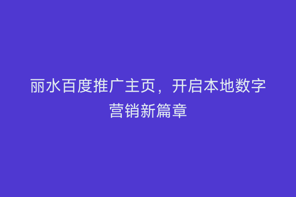 丽水百度推广主页,开启本地数字营销新篇章