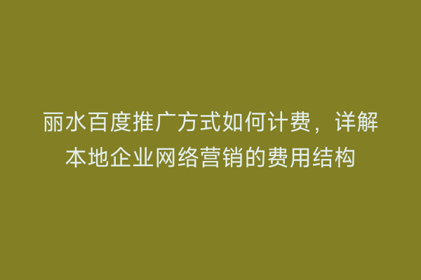 丽水百度推广方式如何计费,详解本地企业网络营销的费用结构