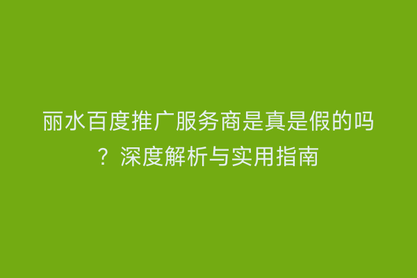 丽水百度推广服务商是真是假的吗？深度解析与实用指南