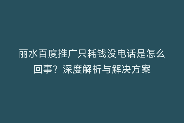 丽水百度推广只耗钱没电话是怎么回事?深度解析与解决方案