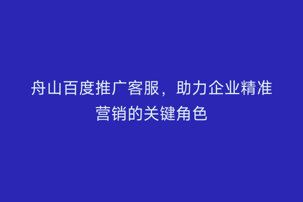 舟山百度推广客服,助力企业精准营销的关键角色