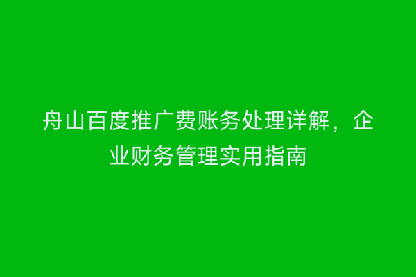 舟山百度推广费账务处理详解,企业财务管理实用指南